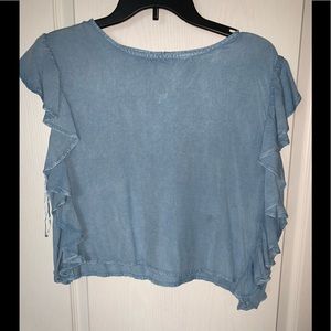 NWOT denim short sleeve crop tee